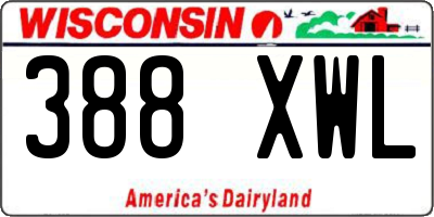 WI license plate 388XWL