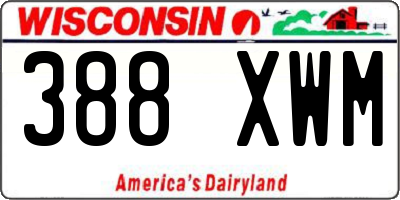 WI license plate 388XWM
