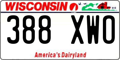 WI license plate 388XWO