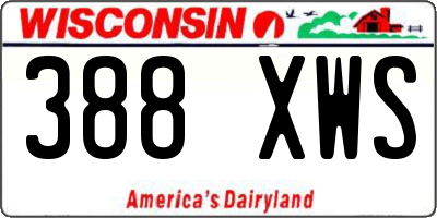 WI license plate 388XWS