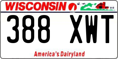 WI license plate 388XWT