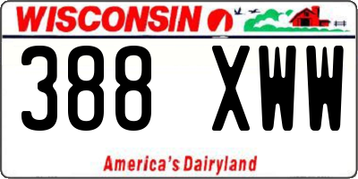 WI license plate 388XWW
