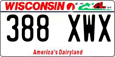WI license plate 388XWX