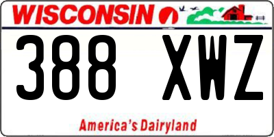 WI license plate 388XWZ