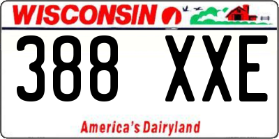 WI license plate 388XXE