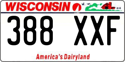 WI license plate 388XXF