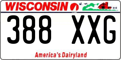WI license plate 388XXG