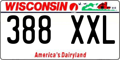 WI license plate 388XXL