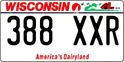 WI license plate 388XXR