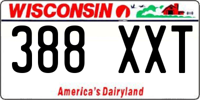 WI license plate 388XXT