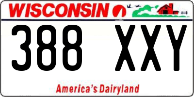 WI license plate 388XXY