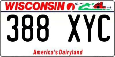 WI license plate 388XYC