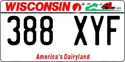 WI license plate 388XYF