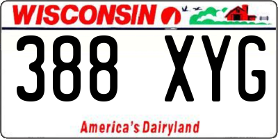 WI license plate 388XYG