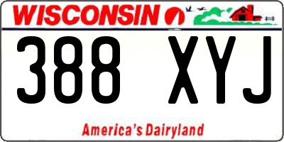 WI license plate 388XYJ