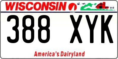 WI license plate 388XYK