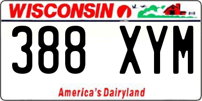 WI license plate 388XYM