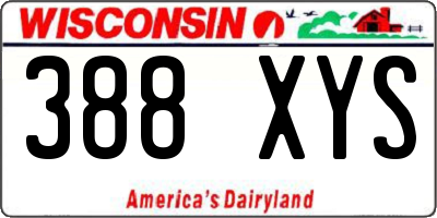 WI license plate 388XYS