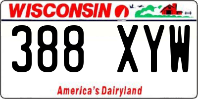 WI license plate 388XYW