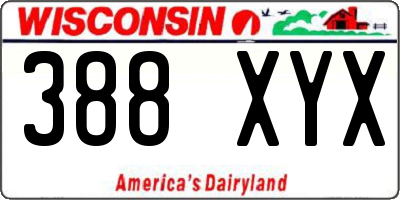 WI license plate 388XYX