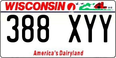 WI license plate 388XYY