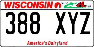 WI license plate 388XYZ