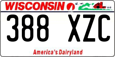 WI license plate 388XZC