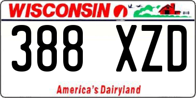 WI license plate 388XZD