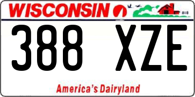 WI license plate 388XZE
