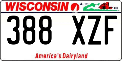 WI license plate 388XZF