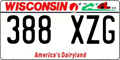 WI license plate 388XZG