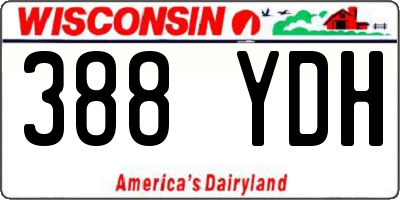 WI license plate 388YDH