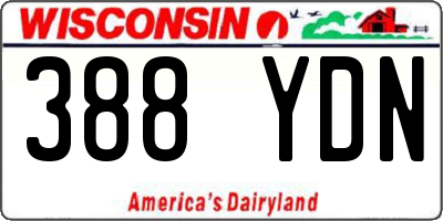 WI license plate 388YDN