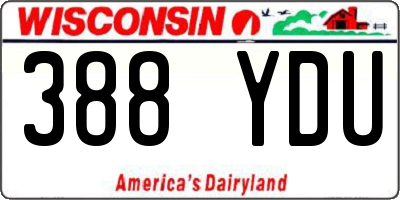 WI license plate 388YDU
