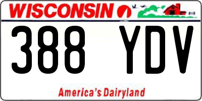 WI license plate 388YDV