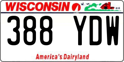 WI license plate 388YDW