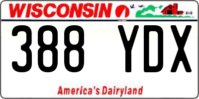 WI license plate 388YDX