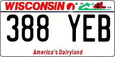 WI license plate 388YEB