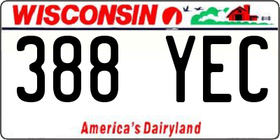 WI license plate 388YEC