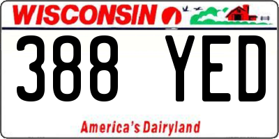 WI license plate 388YED