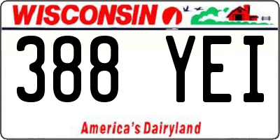 WI license plate 388YEI