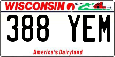 WI license plate 388YEM