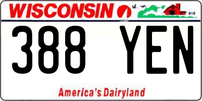 WI license plate 388YEN