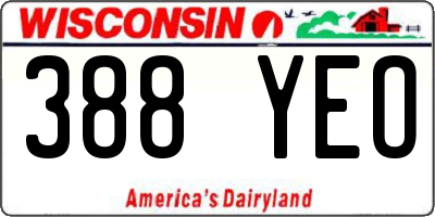 WI license plate 388YEO