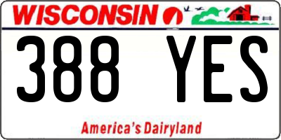 WI license plate 388YES