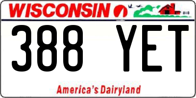 WI license plate 388YET