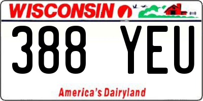 WI license plate 388YEU