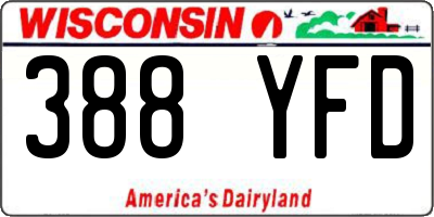 WI license plate 388YFD