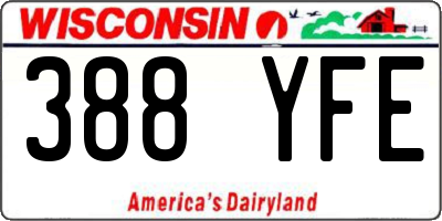 WI license plate 388YFE