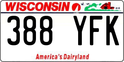 WI license plate 388YFK